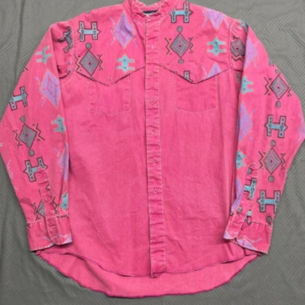 Vintage Wrangler Western Men’s Shirt X Long Tails 16.5-36 Cowboy Cut Regular Fit